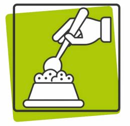 Instructions pour mélanger le contenu de Catney One à la nourriture du chat